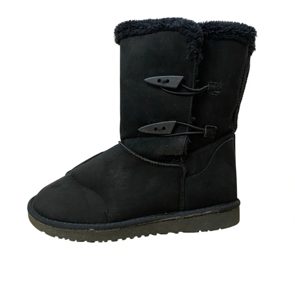 Hotcakes Casey women's size 8.5 Black Faux-Suede Mid-Calf Boots Toggle Accents